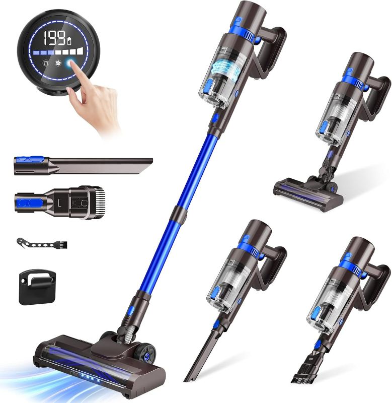 Photo 1 of Cordless Vacuum Cleaner, 550W 45KPA 45Min Vacuum Cleaners for Home, Self-Standing Stick Vacuum with Touch Screen, 3 Power Modes, Rechargeable Battery, Handheld Vacuum for Pet Hair/Carpet/Floor