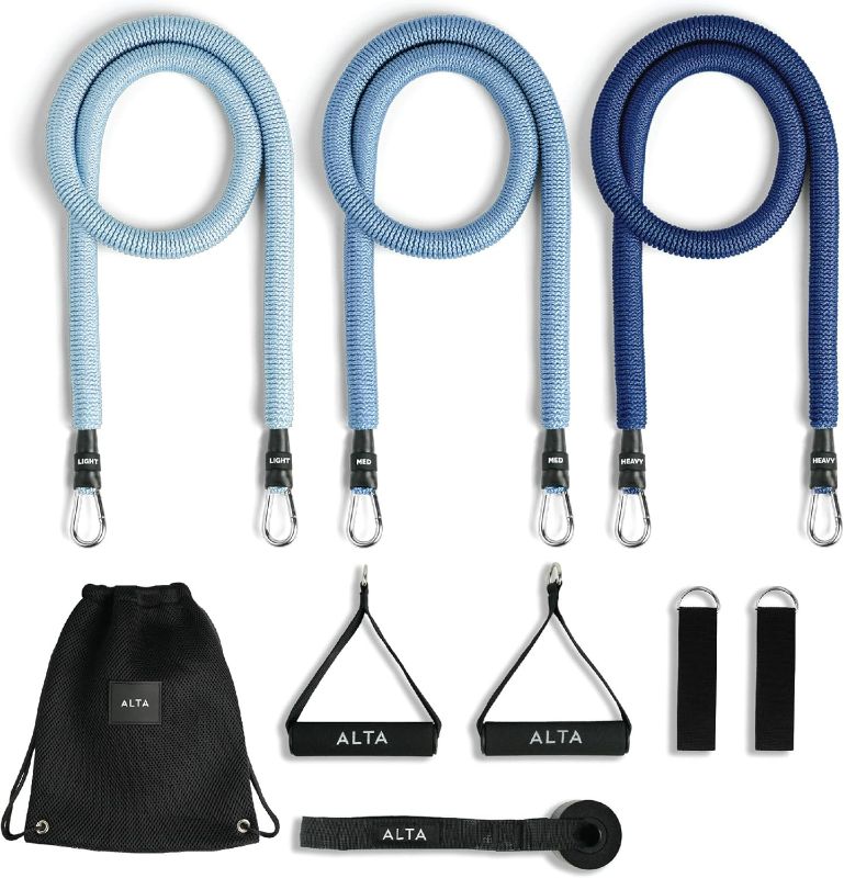 Photo 1 of ALTA Resistance Tube Bands for Women - Full Kit Resistance Bands for Working Out with Handles, Ankle Straps, Door Anchor – Home Workout Bands for Physical Therapy, Pilates Long Exercise Bands Set