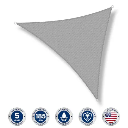 Photo 1 of Garden EXPERT 20'x20'x20' Sun Shade Sail Triangle Canopy Shade Cover for Patio Garden Outdoor Backyard, Light Grey