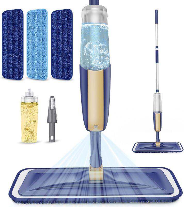 Photo 1 of Microfiber Spray Mops for Hardwood Floor Cleaning - MEXERRIS Wet Jet Mops Dry Dust Mop with 3X Washable Pads fit for Swiffer Powermop Floor Mop Flat Mops for Wood Laminate Tile Vinyl F