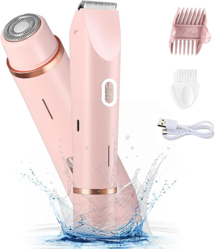 Photo 1 of Electric Shaver for Women, 2-in-1 Electric Razor for Womens Legs Underarm Face Pubic Hairs, Rechargeable Razor Body Hair Trimmer Wet & Dry Use