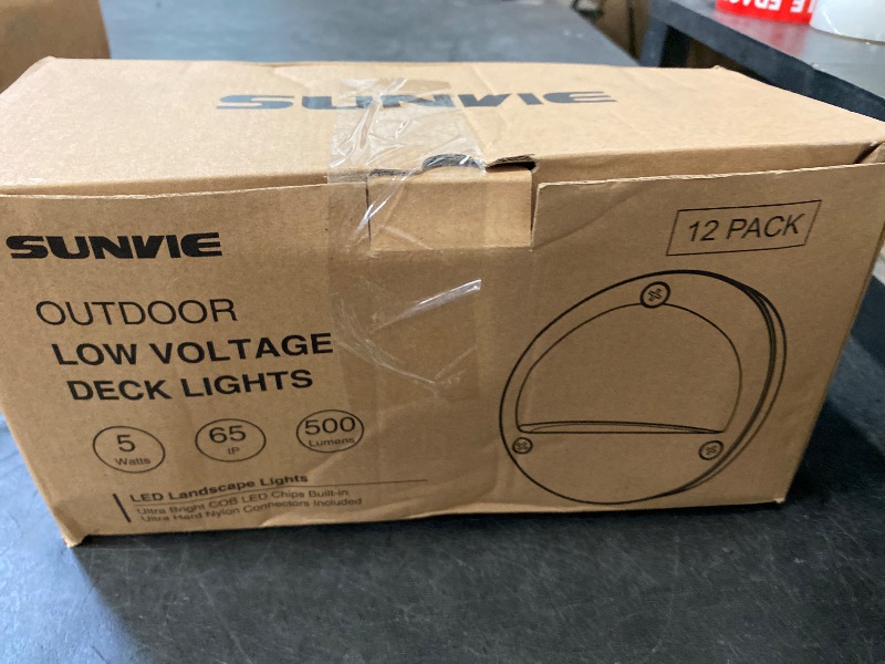 Photo 1 of SUNVIE 5W LED Low Voltage Deck Lights with Fastlock2 Wire Connectors 12-24V AC/DC Low Voltage Landscape Lighting 3000K Warm White Step Lights Outdoor IP65 Waterproof for Deck Steps Fence Post, 12 Pack