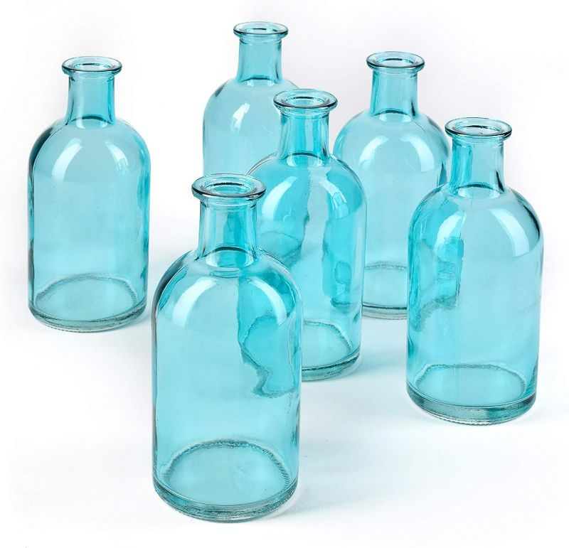Photo 1 of Serene Spaces Living 6-Piece Medicine Bottle Vases for Long Stem Flowers - Small Size, Turquoise Vases Set