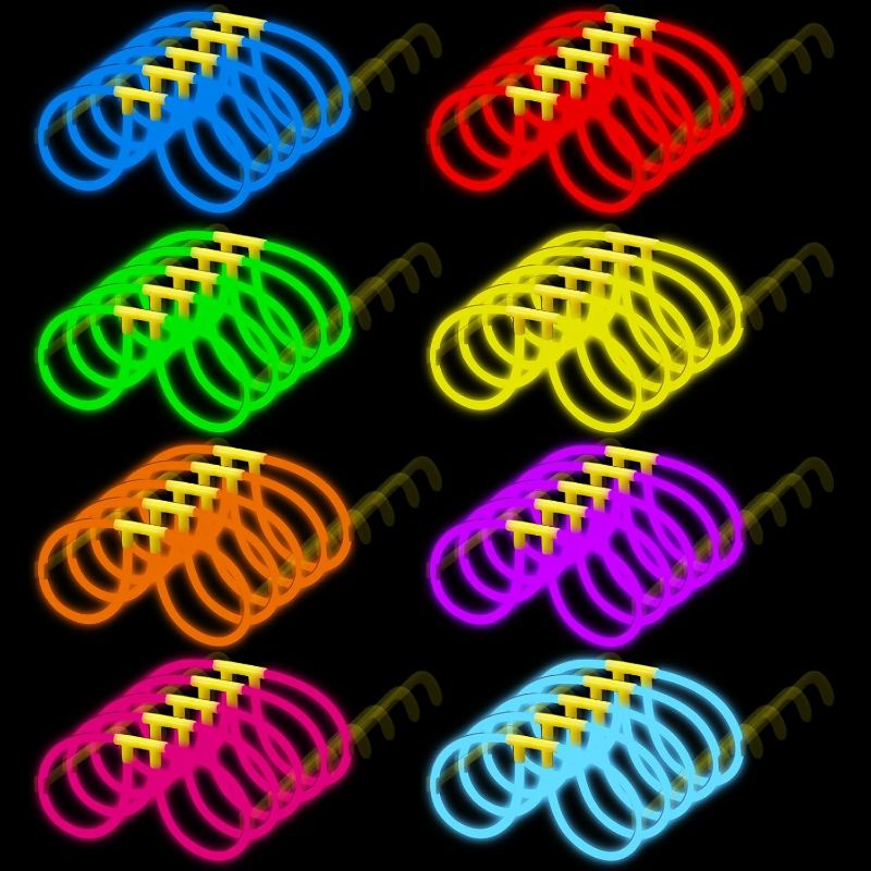 Photo 1 of Retisee 50 Pack Neon Glow Stick Glasses Glow in the Dark Glasses Bulk for Kid Teen Adult Halloween Wedding Neon Party(Classic Style)