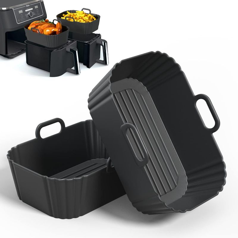 Photo 1 of Silicone Air Fryer Liner 2Pack, Ninja Air Fryer Accessories, Repeatable Silicone Liners for Ninja Dual Air Fryer AF300UK AF400UK & Tower T17088, 7.87inch Silicone Air Fryer Pot Basket