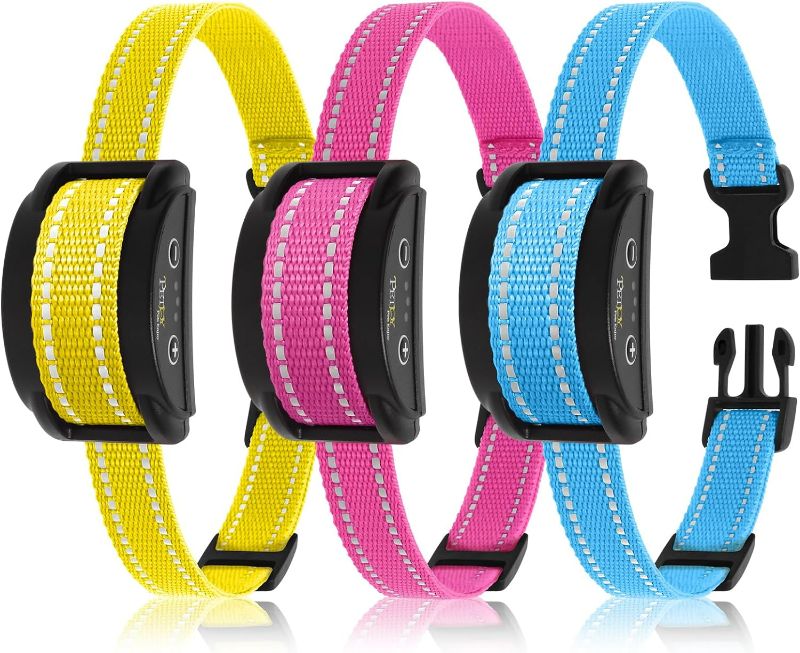 Photo 1 of PetJoy Dog Bark Collar, Automatic Barking Collars, Bark Shock Collar with 5 Adjustable Levels of Sensitivity, Barking Training Collar IPX7 Waterproof, Bark Collar 3 Packs
