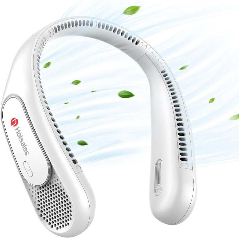 Photo 1 of Neck Fan, Hands Free Bladeless Neck Fans Portable Rechargeable, 6000 mAh Battery Operated Wearable Personal Fan, Cooling Neck Fan, 3 Speeds, USB Fan Gifts for Men, Women, Travel, Outdoor