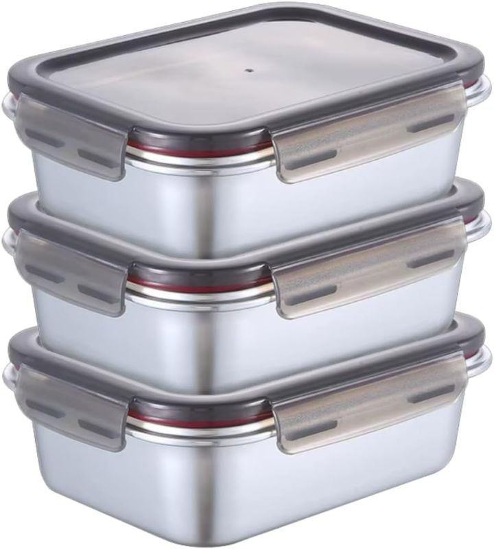 Photo 1 of Stainless Steel Food Containers with Lids, Meal Prep Containers Reusable Freezer Storage Containers Lunch Containers Home Improvement Lunch Box Containers, Home Storage Kitchen Storage (22oz / 650ml)