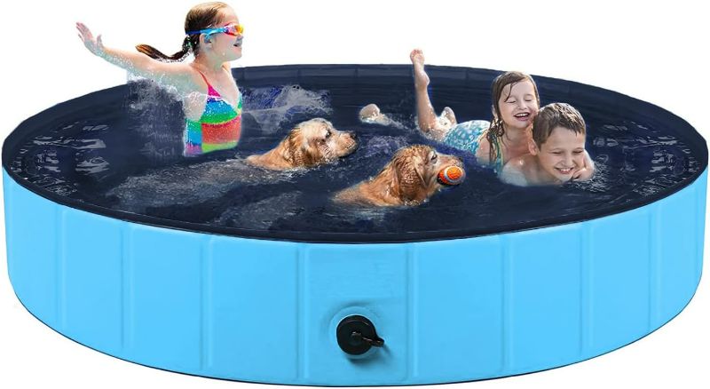 Photo 1 of Dog Pool Foldable pet Pool Large Dog Swimming Pool pet Swimming Pool PVC Non-Slip Pool for All Kinds of Pets 63-12in