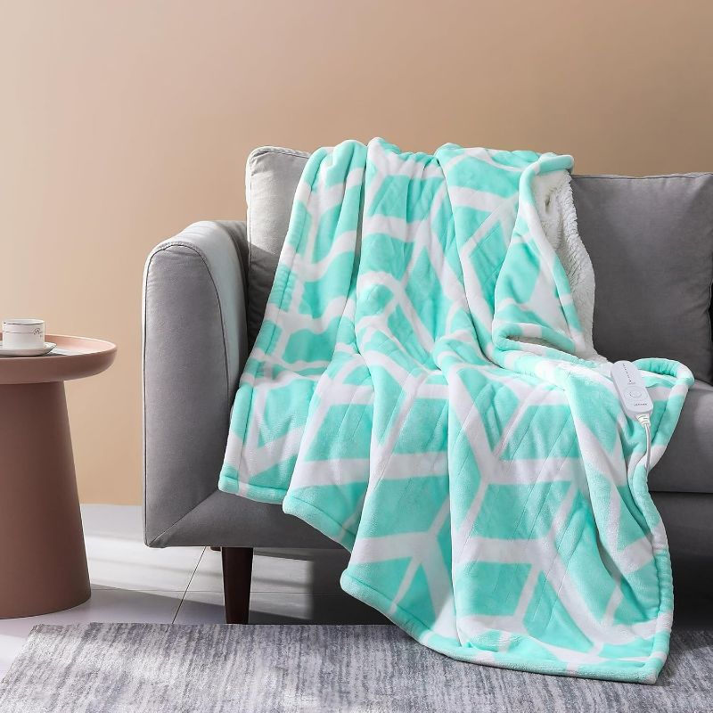 Photo 1 of VENTIMI Electric Blanket Heated Throw, 50" x 60" Heated Blanket with 5 Heat Levels & 3 Hours Auto Off, Fast Heating Blankets with ETL & FCC Certification, Green