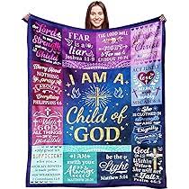 Photo 1 of Christian Gifts for Women Blanket Inspirational Religious Soft Warm Flannel I Am a Child of God Blankets Throw Blanket Brithday Gifts Spiritual Gifts for Women Men 50"x40"