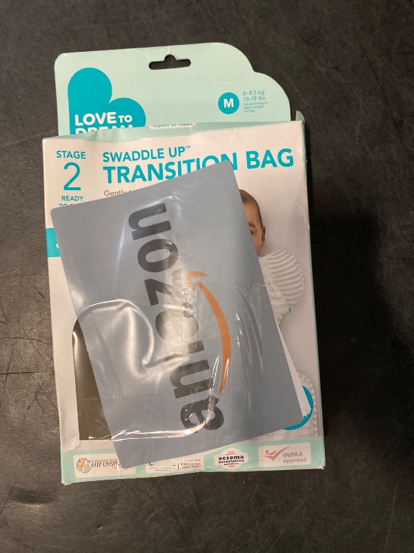 Photo 1 of Love To Dream Swaddle UP Transition Bag, Gray, Medium, 13-19 lbs, Patented Zip-Off Wings, Gently Help Baby Safely Transition from Being swaddled to arms Free Before Rolling Over