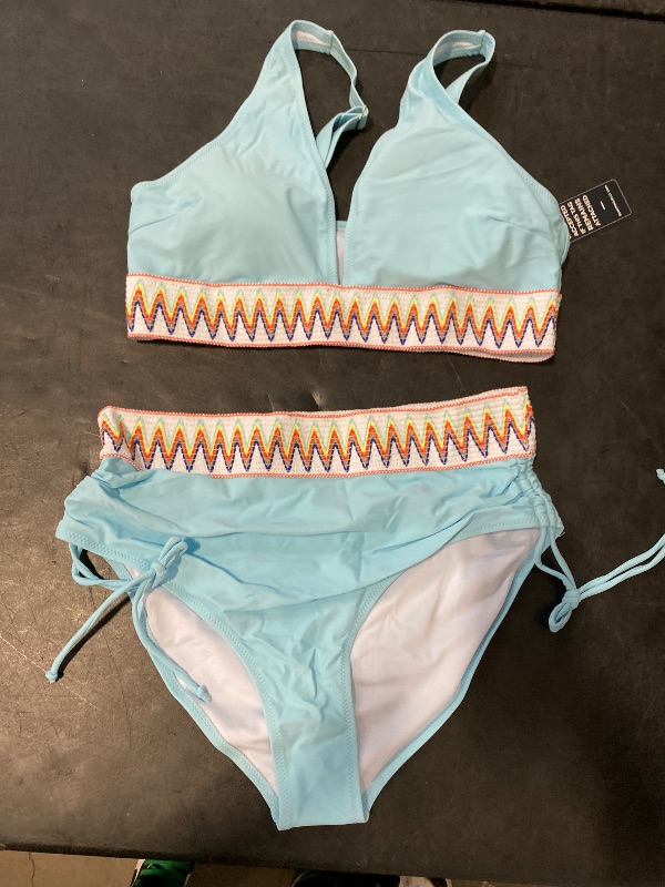 Photo 1 of Size L Blooming Jelly Women High Waisted Bikini Sets Tummy Control Swimsuits Color Block Two Piece Drawstring Bathing Suit