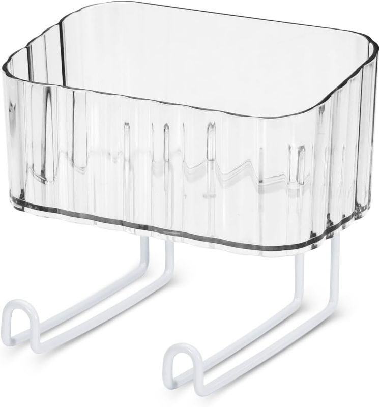 Photo 1 of Wall Mount Headband Holder Hair Accessories Organizer, Self Adhesive Scrunchie Holder with Clear Acrylic Caddy for Bows, Ties, Clips, Pins, Claw Clip,Clear