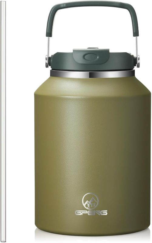 Photo 1 of Gpeng 40 oz Tumbler with Handle, Water Bottles with Straw Lid, Insulated Stainless Steel Travel Mug Cup Holder Friendly, Keep Drinks Cold or Hot for 48+ Hours