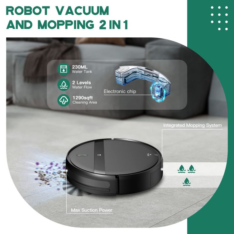 Photo 1 of Kilgone Robot Vacuum and Mop Combo 2300Pa for Pet Hair | Robotic Vacuum Cleaner with WiFi/Alexa/App | Auto Recharge & Tangle-Free | Ultra-Slim Quiet 2.8" for Hard Floors, Low-Pile Rugs C105
