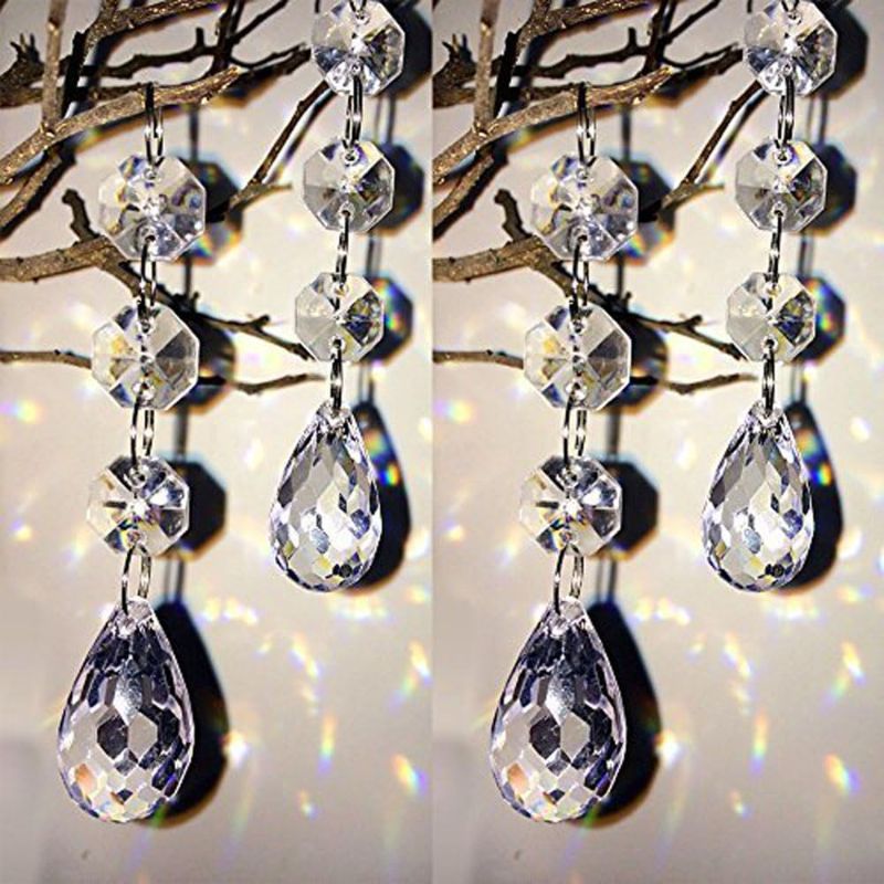 Photo 1 of HOHIYA 30 Pcs Crystal Ornaments Christmas Tree Decorations Clearance Hanging Crystals for Centerpieces Acrylic Chandelier Garland Gem Beads Taiwan Made Clear