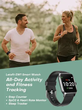 Photo 1 of Black Letsfit Smartwatch Fitness Tracker Advanced Fitness Tracking, Such As Real-Time And Automatic Spo2 Measurement Automatic Sleep Tracking, 24/7 Heart Rate Monitoring 14 Sports Modes And More For iPhone And Android IW1 New