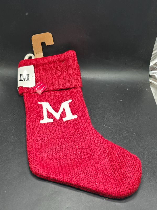 Photo 1 of Knit Monogram Christmas Stocking Red M - Wondershop™