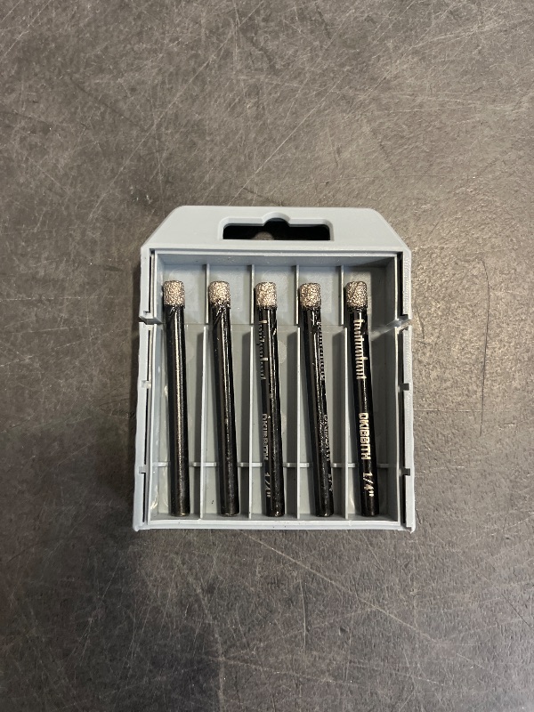 Photo 1 of DKIBBITH 1/4" Dry Diamond Core Drill Bits Set 5 PCs Tile Drill Bits 6mm for Granite Ceramic Marble Tile Stone Glass Hard Materials, Round Shank with Storage Case