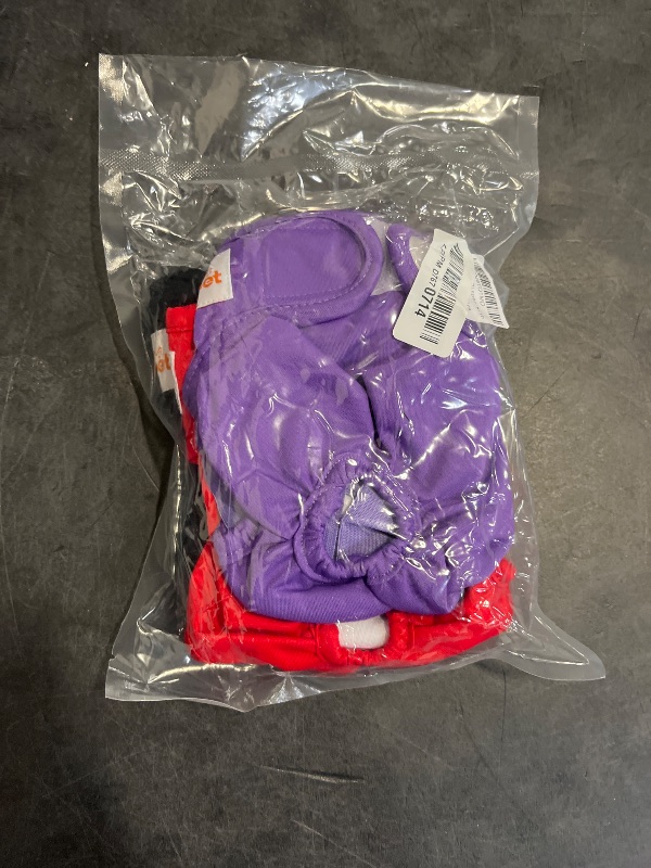 Photo 1 of Idepet Female Dog Diapers with Suspender 3 Pack Washable Reusable Doggie Diapers for Small Medium Female Dog in Heat Period Cycle Urinary Incontinence Training, Black+Red+Purple S