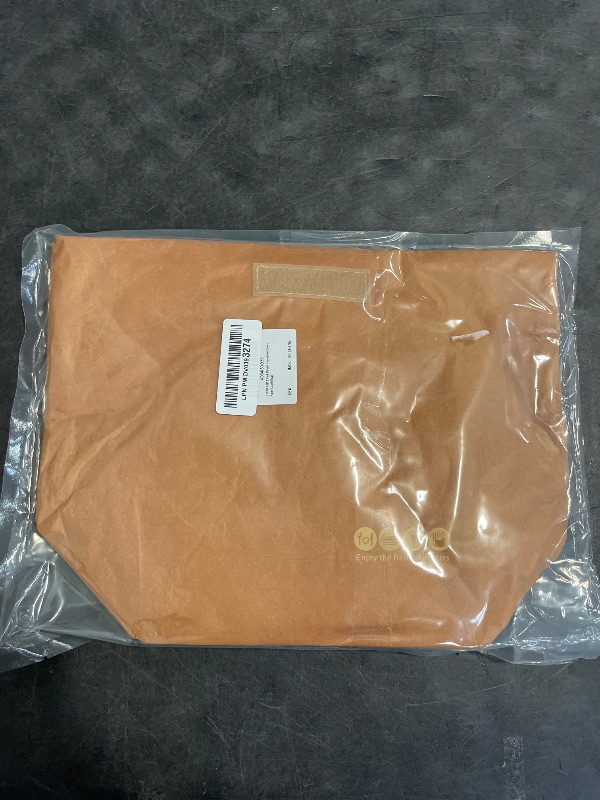 Photo 1 of 2 Pcs Insulated Brown Paper Lunch Bags, Reusable Lunch Bag Large Retro Sacks Thermal Insulation Food Storage Handbag with Velcro for Adults Office Work Picnic Travel Snacks - 7.8"L x 5.9"W x 11.8"