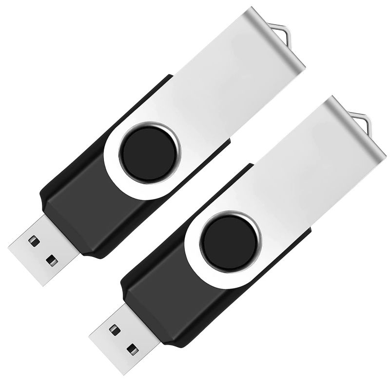 Photo 1 of 2 Pack 64GB USB Flash Drive USB 2.0 Thumb Drives Jump Drive Fold Storage Memory Stick Swivel Design - Black
