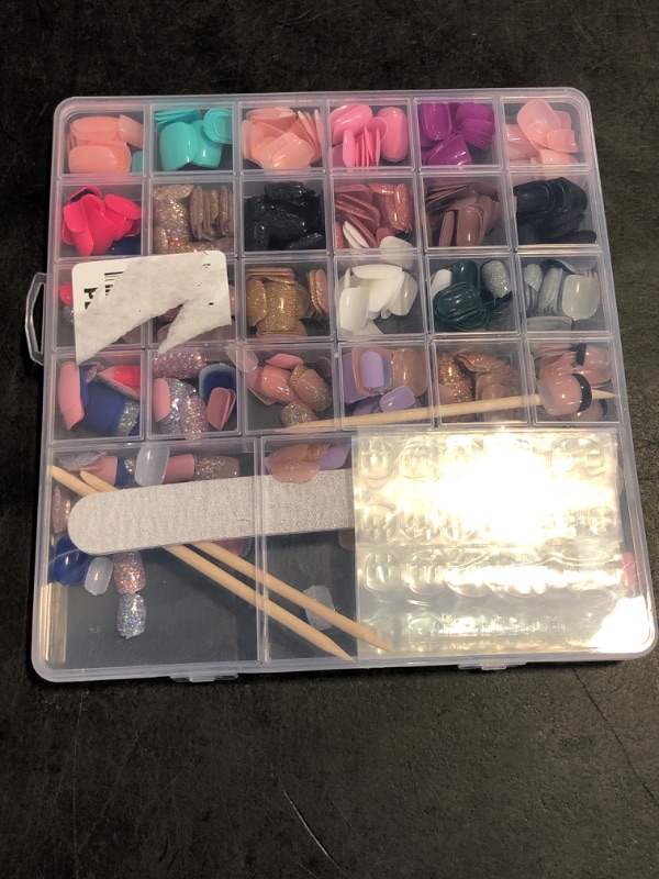 Photo 1 of FANDAMEI Press on Nails, 24 Colors 576PCS Press on Nails Short Square Matte Glossy. Glitter Press on Nails Short Round. Natural Fit Lightweight Fake Nails Natural for Nail Art