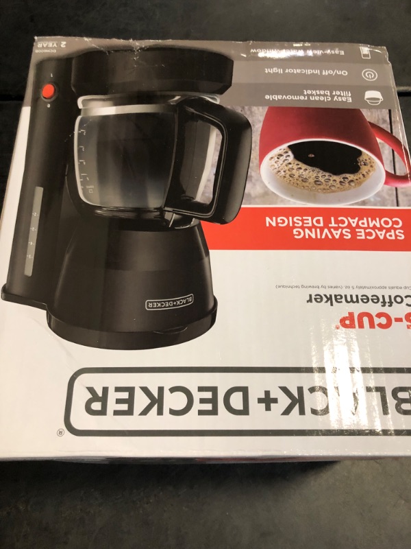Photo 1 of BLACK+DECKER 5-Cup Coffeemaker, Black, DCM600B