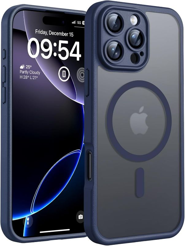 Photo 1 of TOCOL Magnetic for iPhone 16 Pro Case, Upgraded Full Camera Protection, Compatible with Magsafe, Drop Protection, Translucent Matte Back Bumper for iPhone 16 Pro 6.3-Inch (Blue