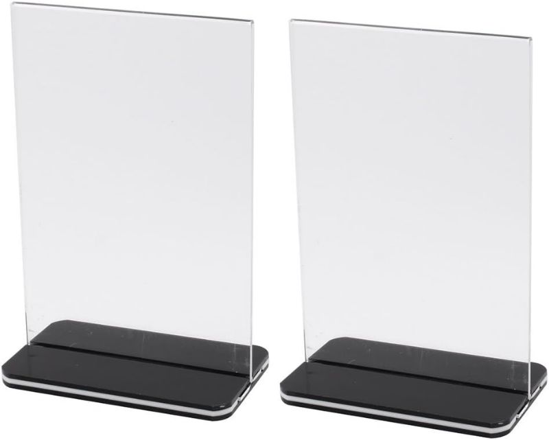 Photo 1 of 2Pcs T Shape Vertical Drinks Card Display Stand Menu Price Holder Clear