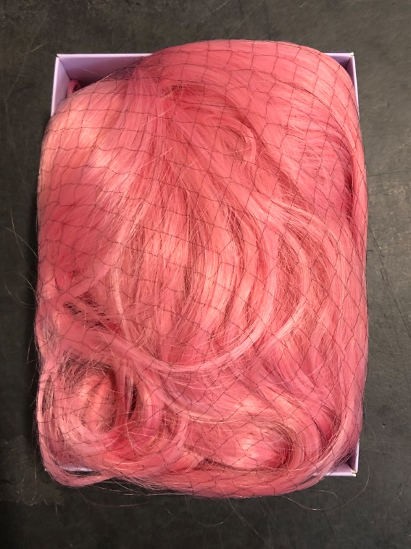Photo 1 of Cosplay Long Pink Wig 28 Inch Middle Part Synthetic Wig Realistic Gifts Party Wigs for Women Daily Use Colorful Wigs (Pink)