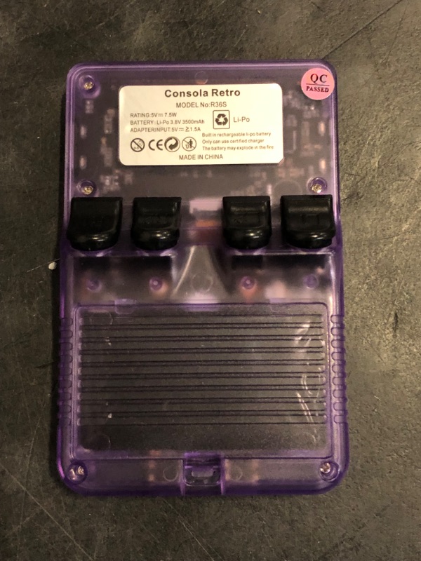 Photo 1 of R36S Handheld Game Console 3.5-in 640*480 IPS OCA Screen 3200mAh Opensource System Purple Transparent