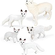 Photo 1 of * Missing Larger Howling Wolf**  5Pcs Fox Animal Figures Set Mini Animals Model Toy Realistic Arctic Fox Wolf Figures for Cake Topper/Garden Landscape Decor,Educational Toys,Party Supplies or Gifts