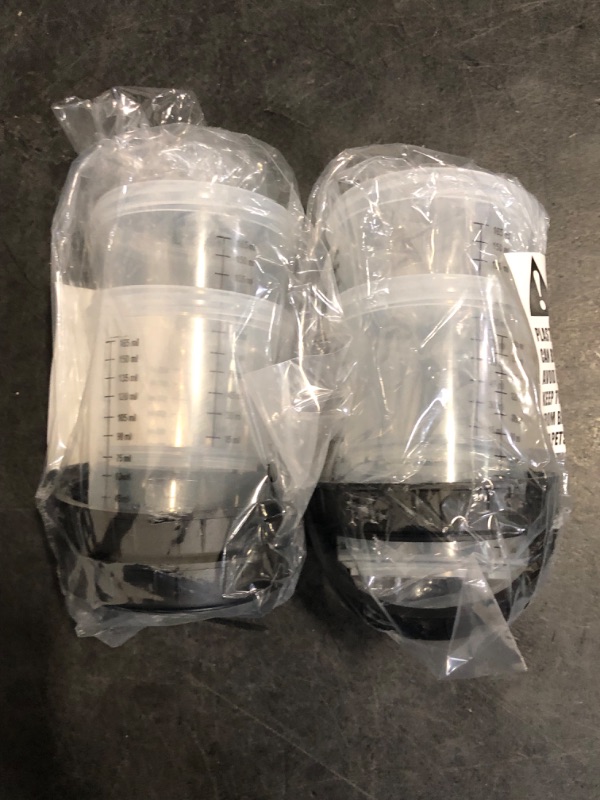 Photo 1 of Master Paint System MPS, 4 Pack Set of Mini Size 6 Ounce (180ml) Hard Cups and Retainer Rings - 4 Hard Cups and 4 Rings for Use with The MPS Disposable Paint Spray Gun Cup Liners and Lid System
