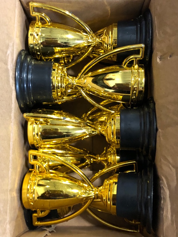 Photo 1 of HFAYDZSW Mini Trophies Bulk for Kids, 9Pcs Plastic Gold Small Trophy Cups, Golden Award Trophy Cups for Classroom School Rewards, Sports Tournament Winning Prizes Party Favor