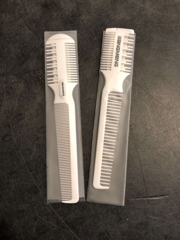 Photo 1 of BANGMENG Hair Trimmer With Split Ends Razor - 2 Pieces For Thin & Thick Hair Cutting and Styling: Dense & Wide Teeth Combs, Double-Edge Blades
