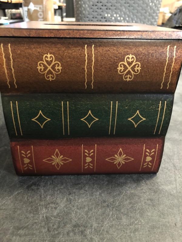 Photo 1 of Crafted Classical Retro Wooden Antique Book Tissue Box Cover Square Tissue Holder Dispenser Paper Cover Case Napkin Holder Home Decor for Bathroom Living Room Office car Kitchen (brown)