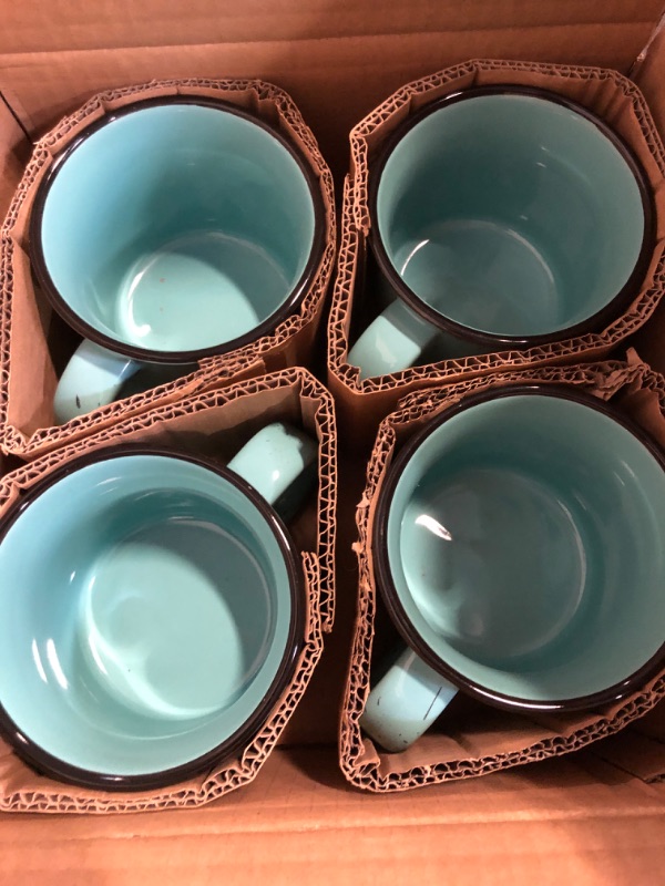 Photo 1 of bestone Set of 4 Large Ceramic Mugs with Handles, 16 oz, Vibrant Colors, Microwave & Dishwasher Safe, Perfect for Coffee, Cereal, Latte, Salad, Noodles