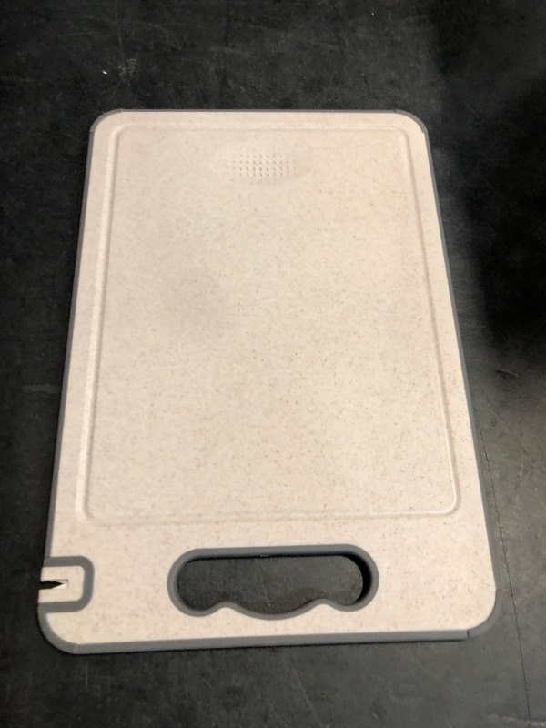 Photo 1 of MOSAMNI Stainless Steel Cutting Board for Kitchen, Double Sided Chopping Board with Groove and Handle for Meat, Food-Grade 304 Stainless Steel and Wheat Straw PP, 15”×10”