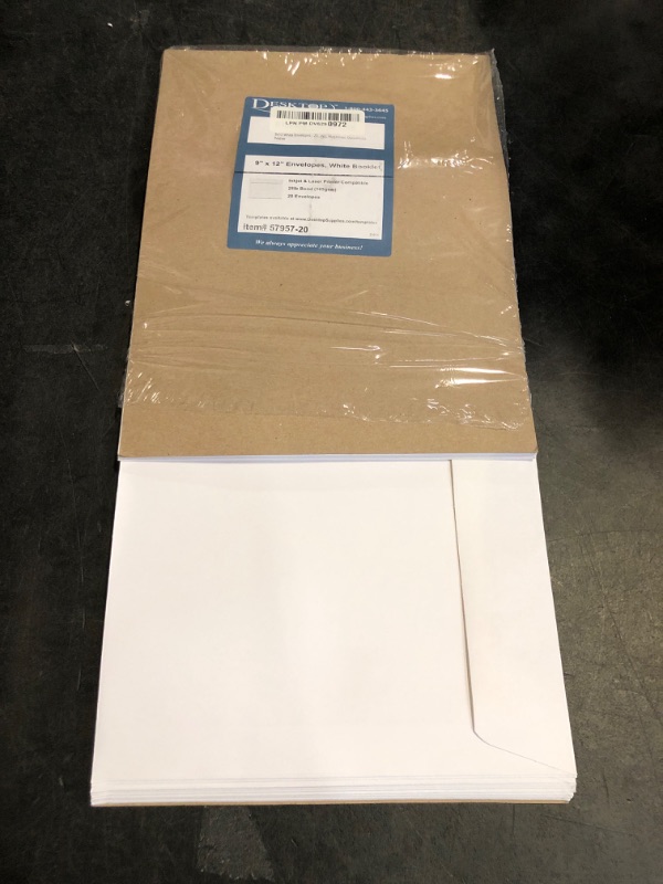 Photo 1 of 9x12 White Envelopes - 20 Pack - 9" x 12" Booklet Envelopes - Made from 28lb White Wove Paper - Features Gummed Booklet Flap - For Flat mailing Catalogs, Magazines, Documents