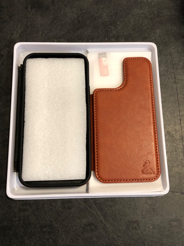 Photo 1 of Designed for iPhone 12/12 Pro Case Wallet, Card Holder Case with [2 Screen Protectors][Magnetic Clasp Cover][RFID Blocking Leather] Shockproof Women Men Cases 6.1" for Apple 12 Light Brown