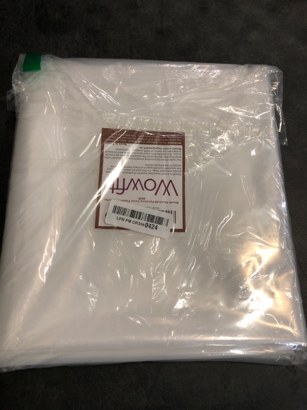 Photo 1 of Wowfit Furniture Cover Dust-Proof Moving Bag for Sofa & Boxes – Clear, Odorless Plastic – 4mil Thick – 92W x 42D x 62/41H Inches (Tape Not Included)