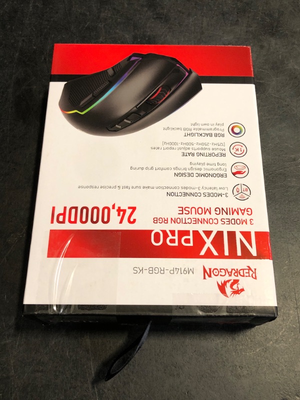 Photo 1 of Redragon Wireless Gaming Mouse, Tri-Mode 2.4G/USB-C/Bluetooth Mouse Gaming, 12000 DPI, RGB Backlit, Fully Programmable, Rechargeable Wireless Computer Mouse for Laptop PC Mac, Black