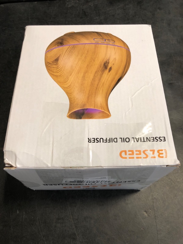 Photo 1 of BZseed Aromatherapy Essential Oil Diffuser 550ml 12 Hours Wood Grain Aroma Diffuser with Timer Cool Mist Humidifier for Large Room, Home, Baby Bedroom, Waterless Auto Shut-off,7 Colors Lights Changing
