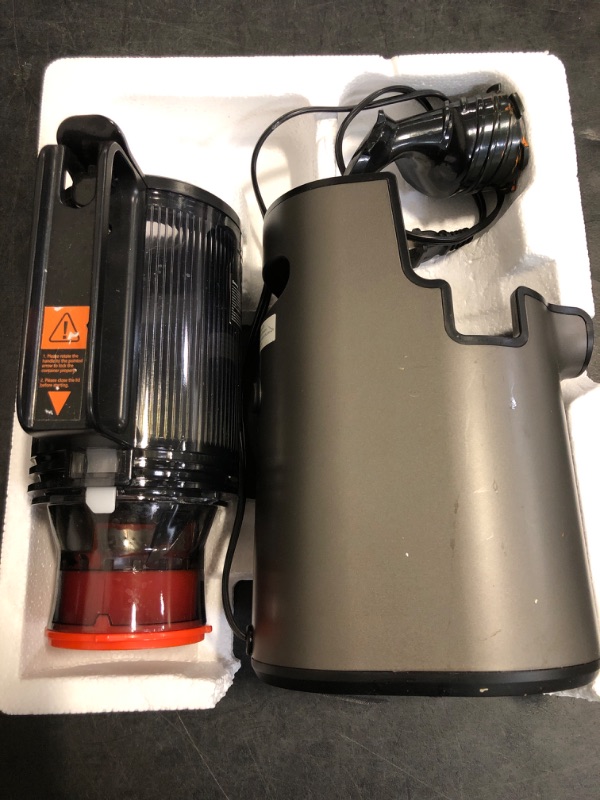 Photo 1 of Cold Press Juicer, Masticating Juicer with 5.4" Wide Feed Chute, 350w Slow Juicer Machines Fit Whole Vegetables and Fruits with High Juice Yield, Easy to Clean (Black)