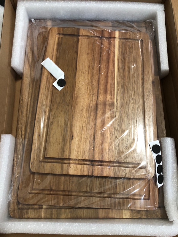 Photo 1 of 3 Pack Solid Acacia Wood Cutting Boards Set for Kitchen Meat Hardwood Chopping Board Decorative Large Charcuterie Board Set Non Toxic Big Maple Cutting Board Butcher Block Bread Serving Cheese Board