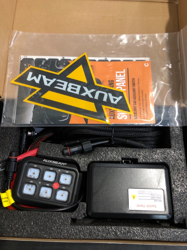 Photo 1 of Auxbeam 6 Gang Switch Panel BC60, Universal Circuit Control Relay System Box with Automatic Dimmable On-Off LED Switch Pod Touch Switch Box for Car Pickup Truck UTV ATV Boat, 2 Years Warranty, Blue
