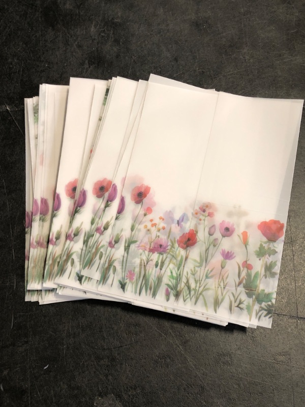 Photo 1 of 150 Pcs Wildflower Wedding Vellum Jackets Bulk for 5x7 Invitations Vellum Paper Wedding Invitation Accessories Kit Envelope Inserts Liners for Bridal Shower Baby Shower Birthday Party Mother's Day