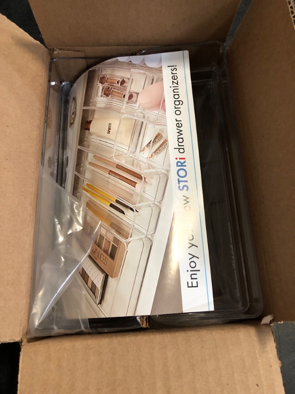 Photo 1 of STORi SimpleSort 6-Piece Stackable Clear Drawer Organizer Set | 9" x 3" x 2" Rectangle Trays | Narrow Makeup Vanity Storage Bins and Office Desk Drawer Dividers | Made in USA